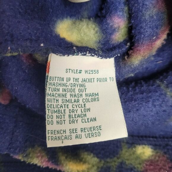 VINTAGE 90s shacket floral button front blue fleece button up jacket M - Picture 6 of 10